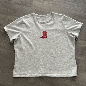 Abercrombie Cowboy Cowgirl Boot Graphic Baby Tee